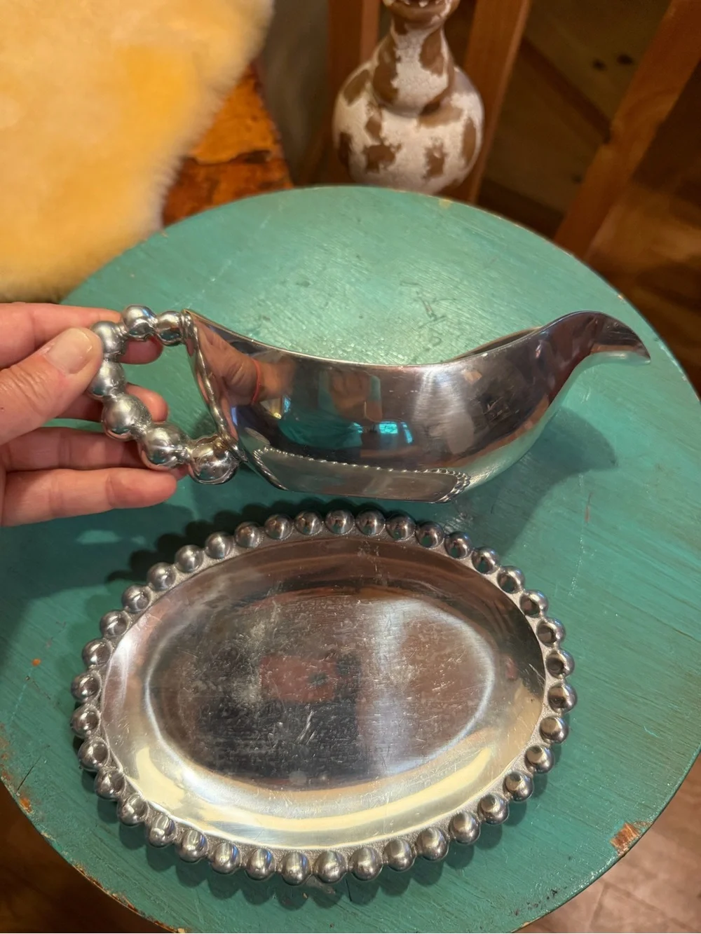 Mariposa Pearled Gravy Boat Set
